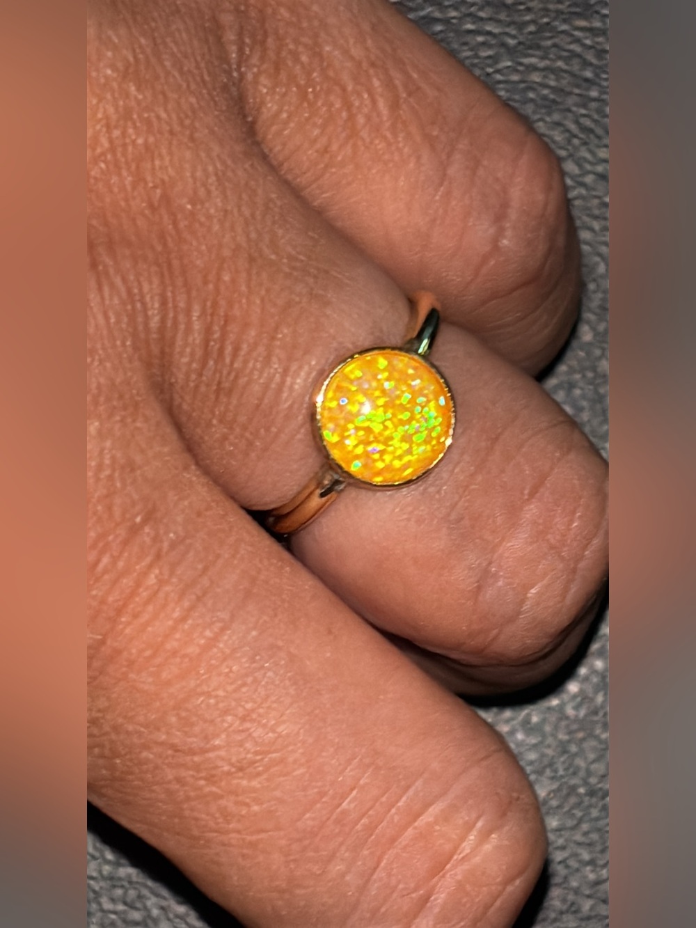 Kendra Scott Gold Tone Ring with Orange Opal Druzy